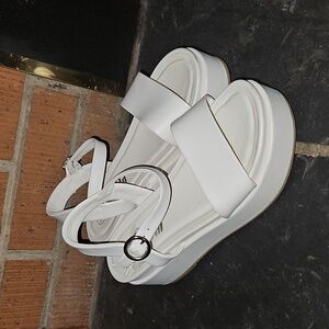 SHEIN White Platform Sandals with Ankle Strap